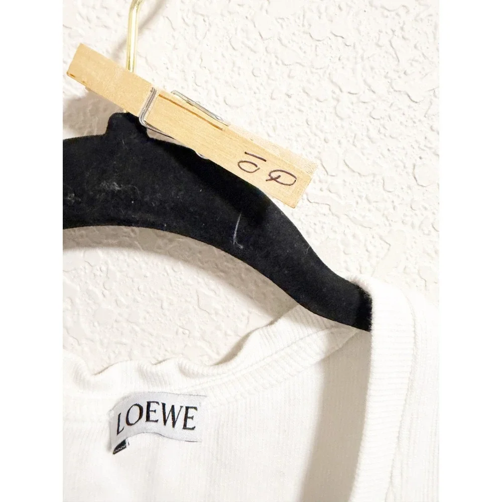 Loewe Womens Anagram Tank Top Ribbed Sleeveless Cotton Blend Scoop Neck Sz M